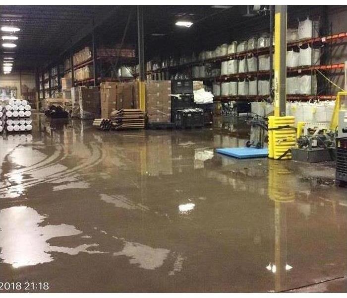 Commercial building with flooded floor.